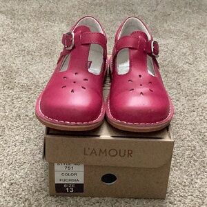 L'Amour Fuchsia Kids Dress Shoes with Buckle